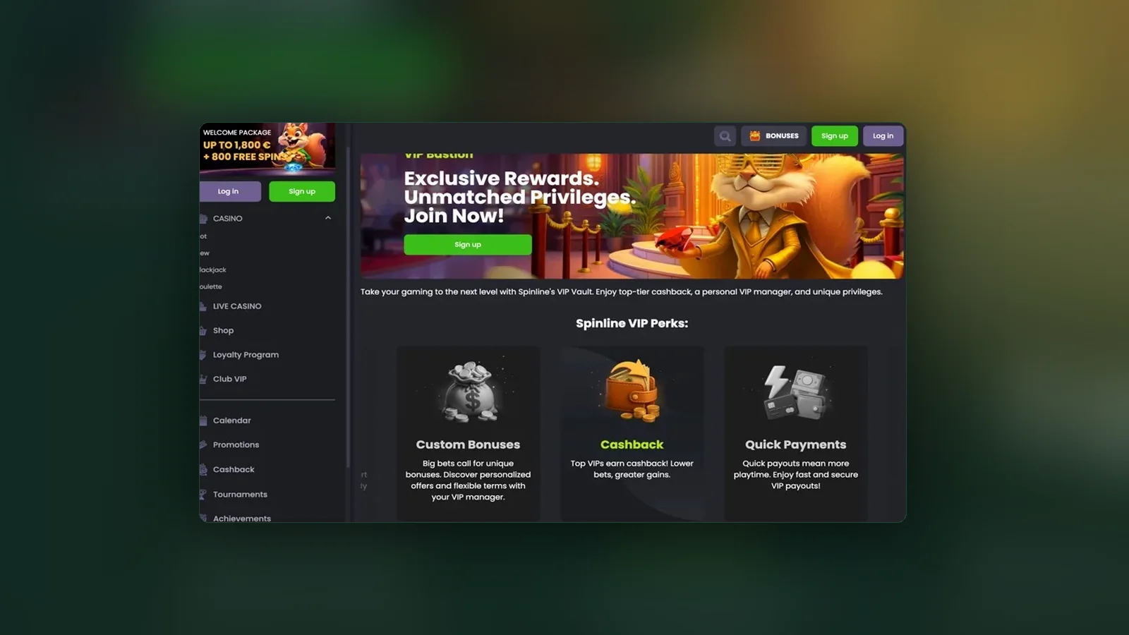 Lobby con calendario dei bonus e slot in evidenza